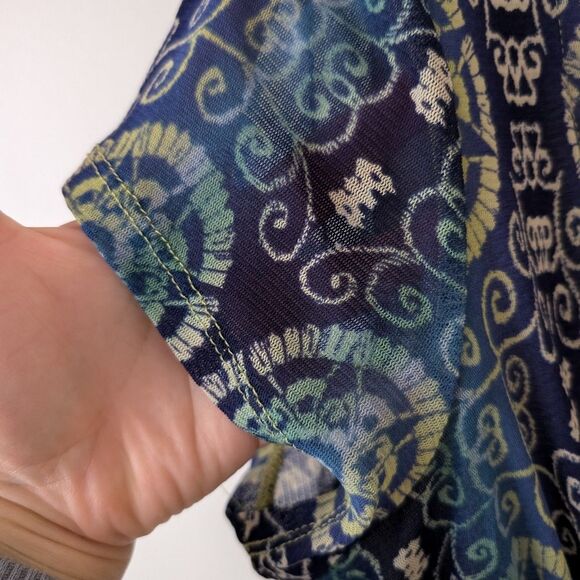 Vintage Y2K Babydoll Mesh Boho Hippie Lettuce Hem Tie Front Blouse Size Large - Picture 4 of 7